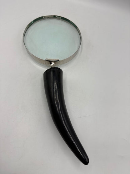 VTG 6” Diameter Magnifying Glass Horn Shape Handle /ro