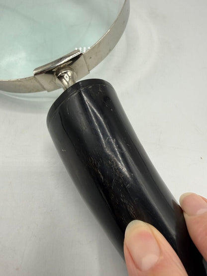 VTG 6” Diameter Magnifying Glass Horn Shape Handle /ro