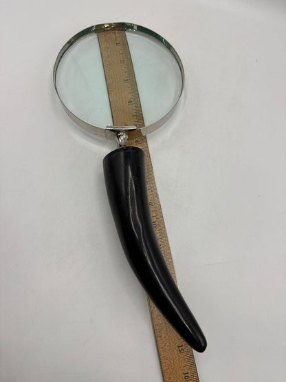 VTG 6” Diameter Magnifying Glass Horn Shape Handle /ro