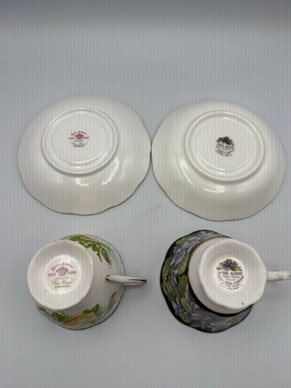 Royal Albert Bone China Set of 2 Cup & Saucer Violet & Tea Rose /roh