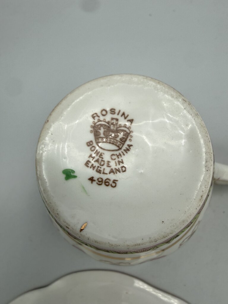 Set of 2 VTG Rosina Bone China England Tea Cup & Saucer /roh