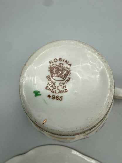 Set of 2 VTG Rosina Bone China England Tea Cup & Saucer /roh