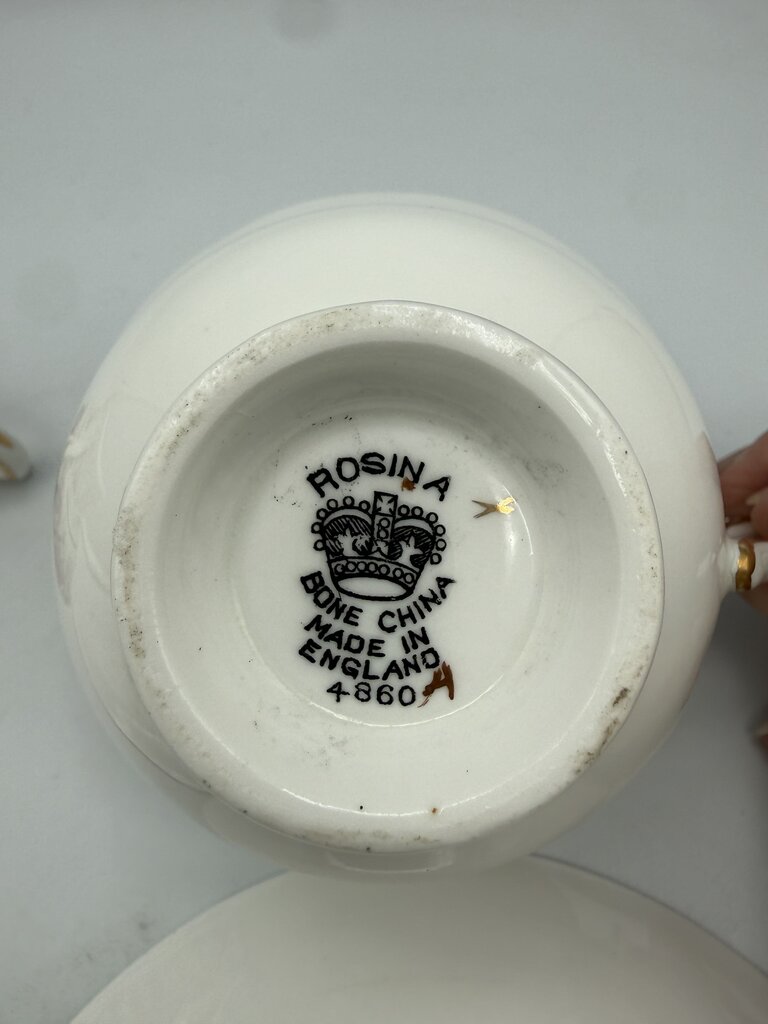 Set of 2 VTG Rosina Bone China England Tea Cup & Saucer /roh