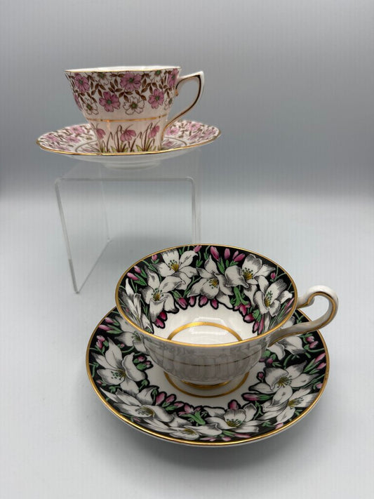 Set of 2 VTG Rosina Bone China England Tea Cup & Saucer /roh