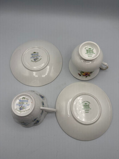Set of 2 VTG Queen’s Bone China England Tea Cup & Saucer /roh