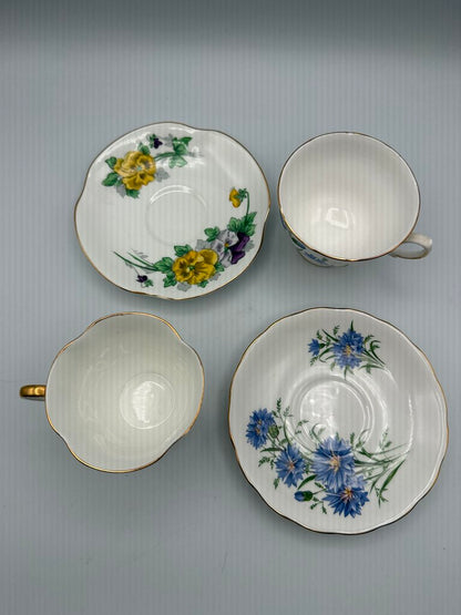 VTG set of 2 Fine Bone China Tea Cup & Saucer Made In England /roh
