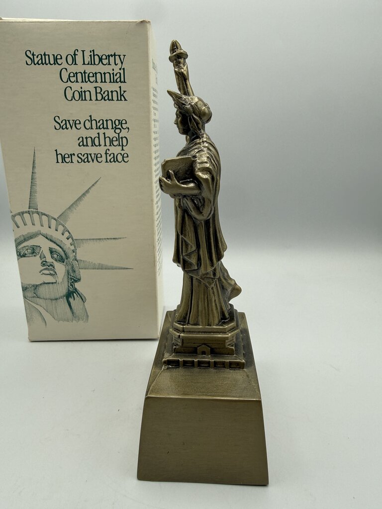 VTG Cast Metal Statue of Liberty Centennial Coin Bank /ro