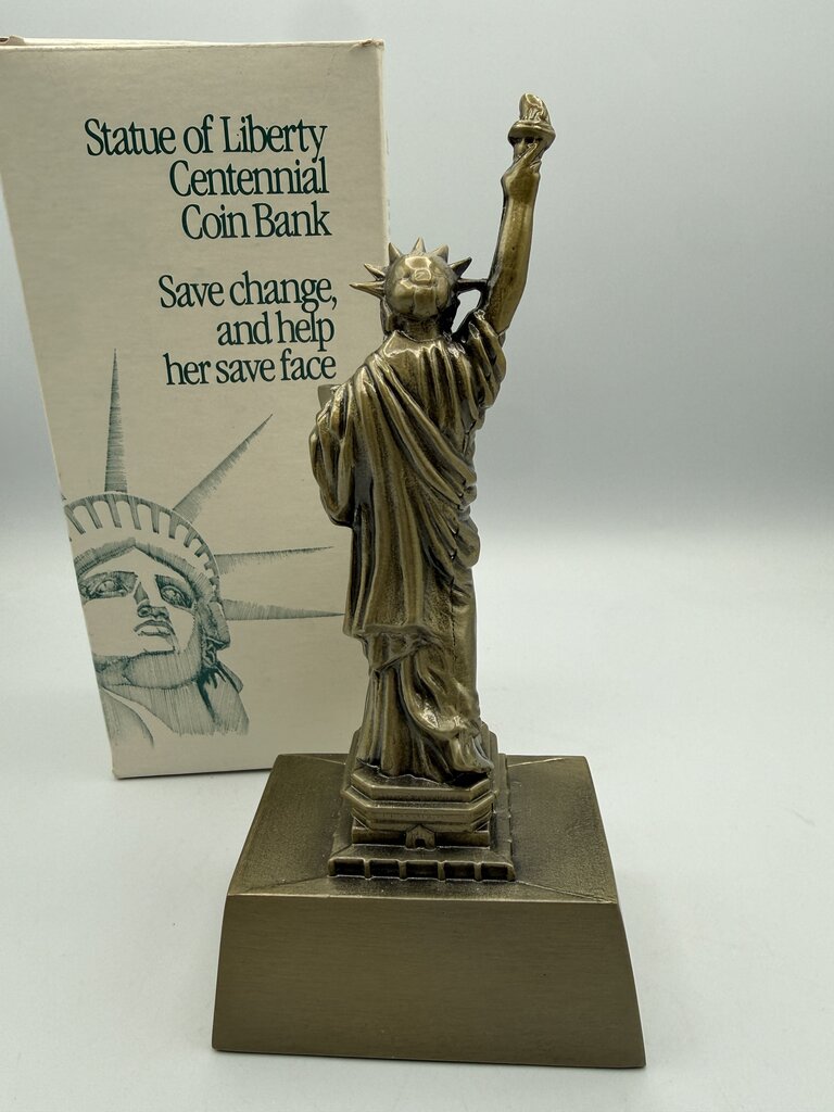 VTG Cast Metal Statue of Liberty Centennial Coin Bank /ro