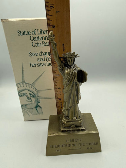 VTG Cast Metal Statue of Liberty Centennial Coin Bank /ro