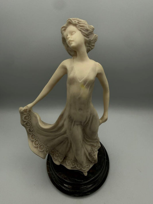 VTG Art Deco Female Dancer Marble Base 11” Tall /ro