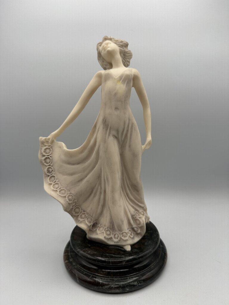 VTG Art Deco Female Dancer Marble Base 11” Tall /ro