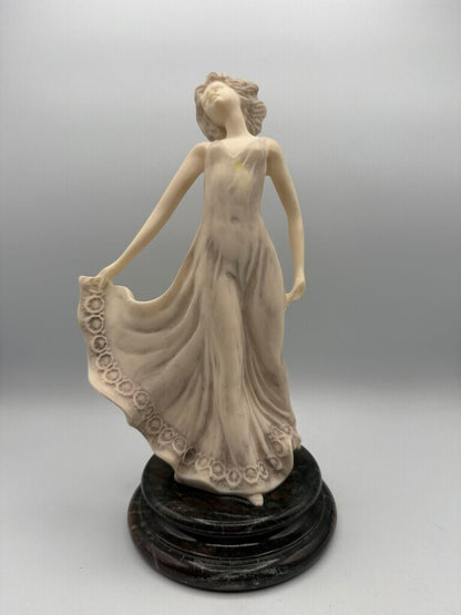 VTG Art Deco Female Dancer Marble Base 11” Tall /ro