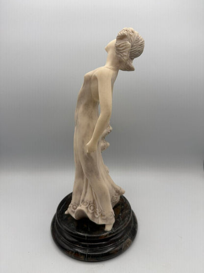 VTG Art Deco Female Dancer Marble Base 11” Tall /ro