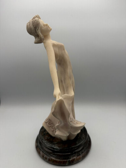 VTG Art Deco Female Dancer Marble Base 11” Tall /ro