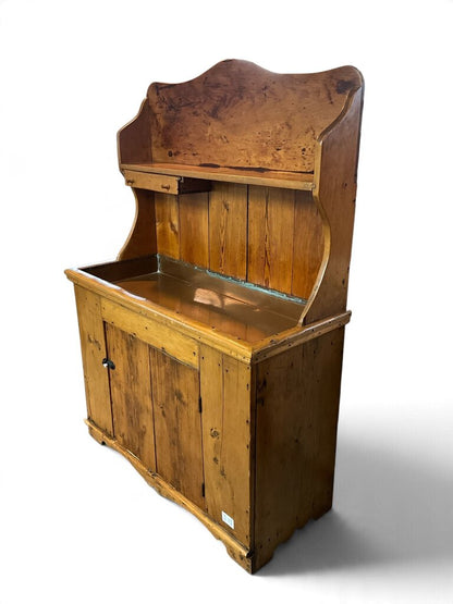 Antique High-Back Pine Dry Sink