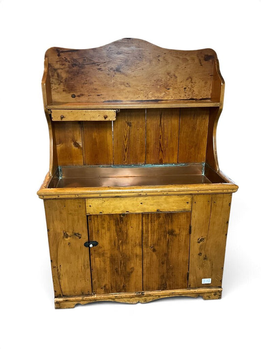 Antique High-Back Pine Dry Sink