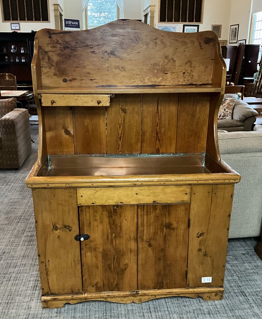 Antique High-Back Pine Dry Sink