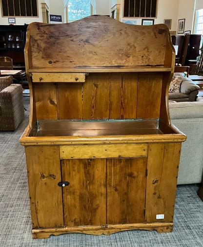 Antique High-Back Pine Dry Sink