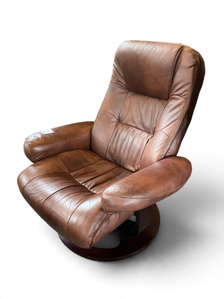 Brown Leather Recliner w/ Footstool