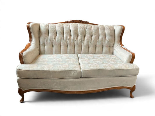 Victorian Styled White Floral Loveseat