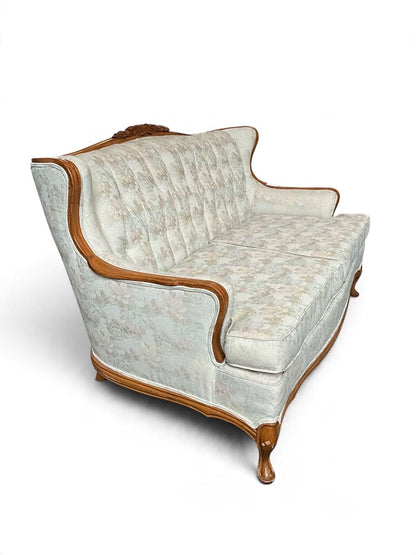 Victorian Styled White Floral Loveseat