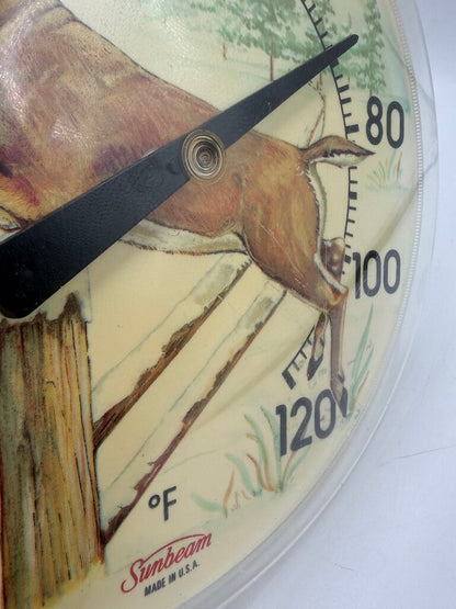 VTG Sunbeam 12” dia Thermometer White Tail Buck /roh