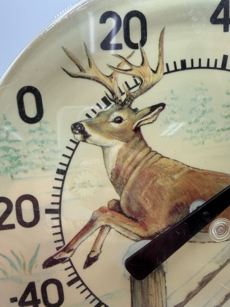 VTG Sunbeam 12” dia Thermometer White Tail Buck /roh