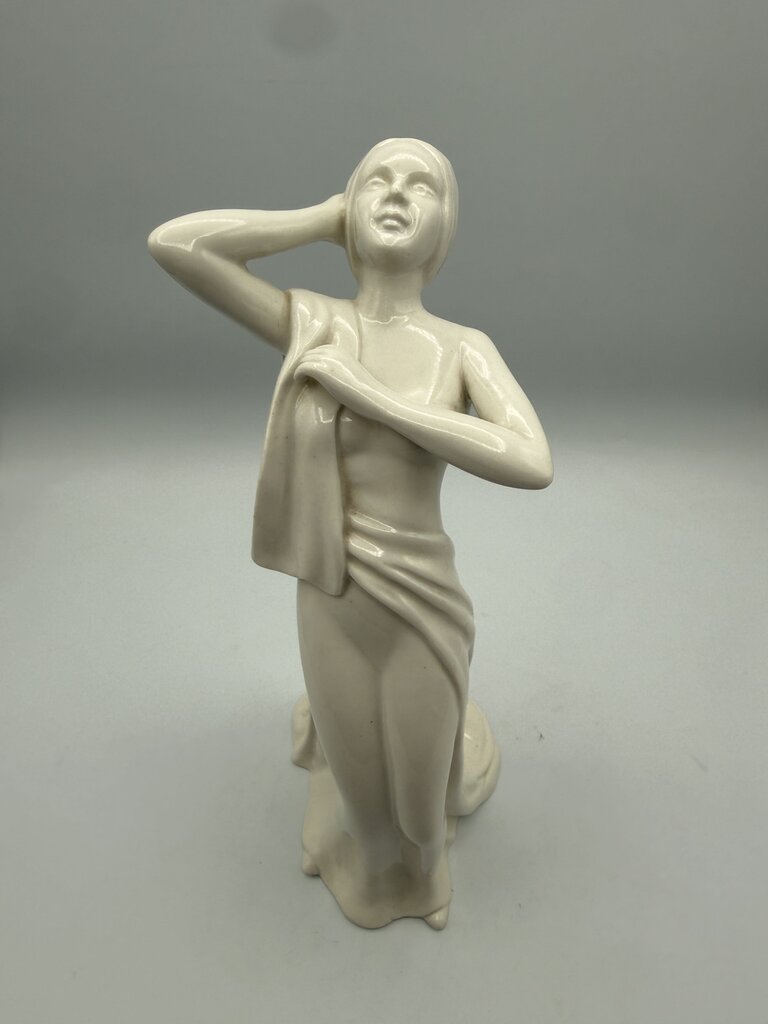 White Porcelain Art Deco Female Figurine 9.5” Japan /ro