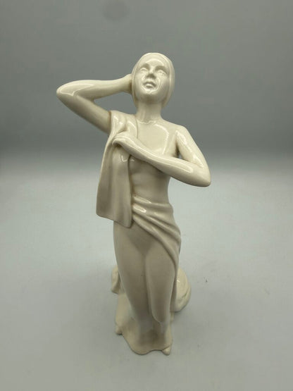 White Porcelain Art Deco Female Figurine 9.5” Japan /ro