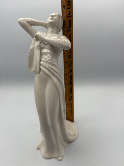 White Porcelain Art Deco Female Figurine 9.5” Japan /ro