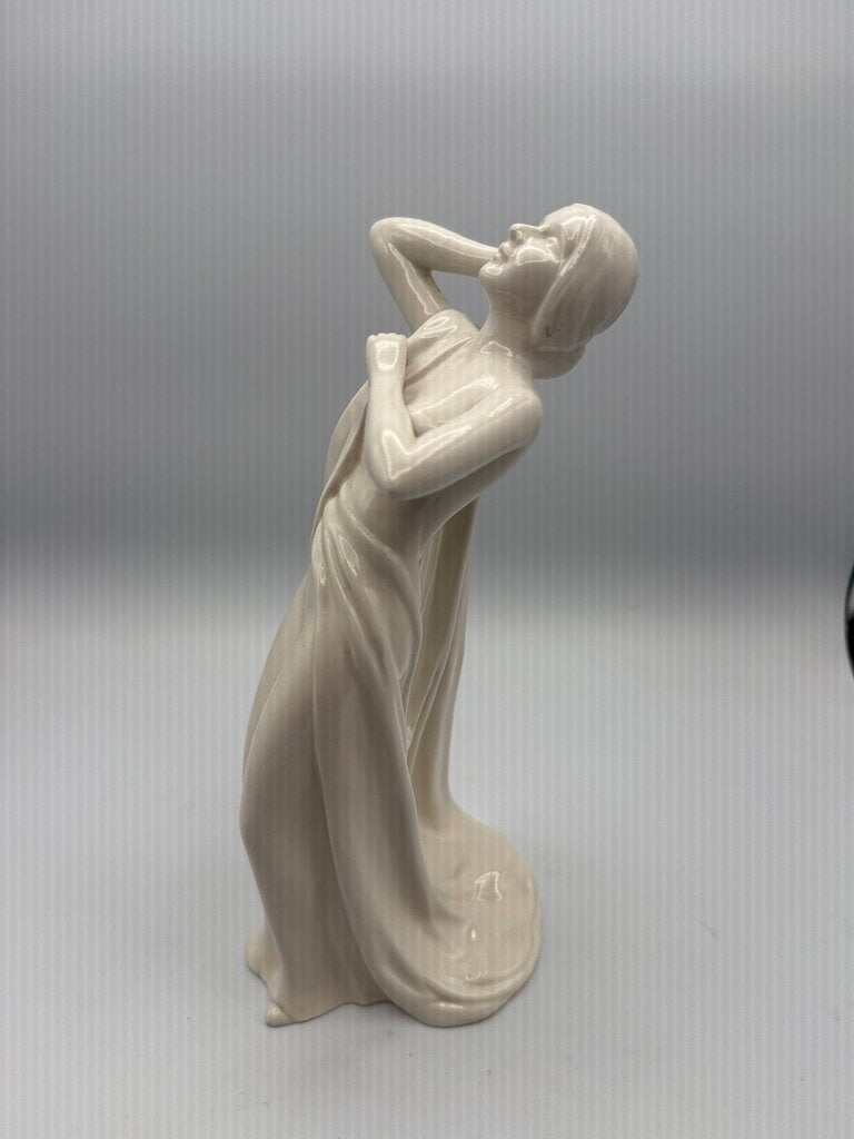 White Porcelain Art Deco Female Figurine 9.5” Japan /ro