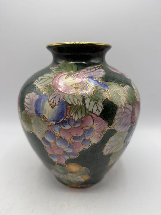 VTG Andrea by Sadek Vase Fruit & Flower 9” tall /rw