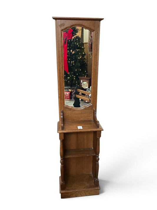 Vintage Walnut Hall Tree w/ Mirror