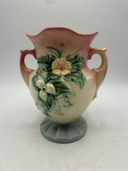 VTG Hull Pottery Art Deco Wildflowers Double Handle 6.5” Vase /ro