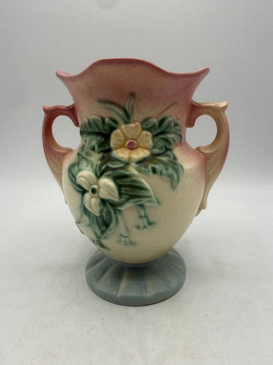 VTG Hull Pottery Art Deco Wildflowers Double Handle 6.5” Vase /ro