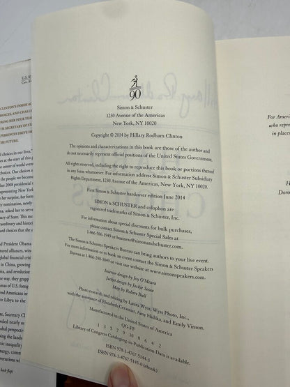 Hillary Rodham Clinton “Hard Choices” Autographed HC /ro