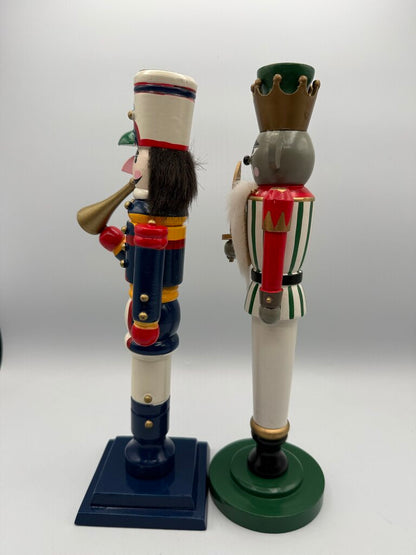 Set of 2 Nutcracker Candlestick Holders 11.5” Mouse King/Soldier /ro