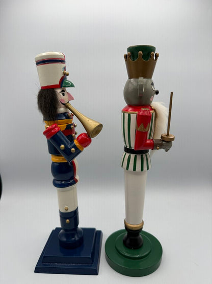 Set of 2 Nutcracker Candlestick Holders 11.5” Mouse King/Soldier /ro
