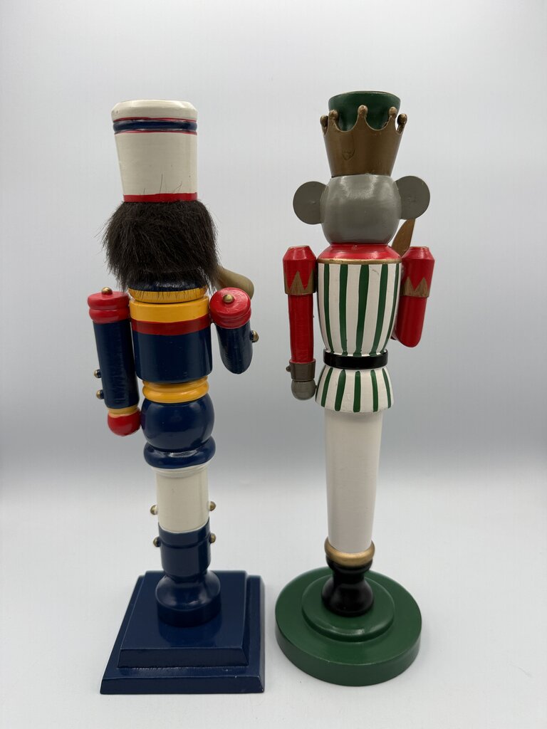 Set of 2 Nutcracker Candlestick Holders 11.5” Mouse King/Soldier /ro