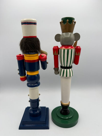 Set of 2 Nutcracker Candlestick Holders 11.5” Mouse King/Soldier /ro