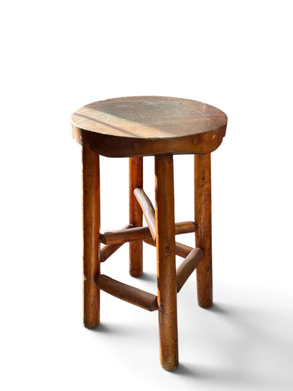Pair of Cedar Log Bar Stools