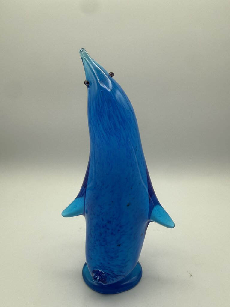 MCM Altaglass Hand Made Blue Glass Penguin 7” Tall /ro