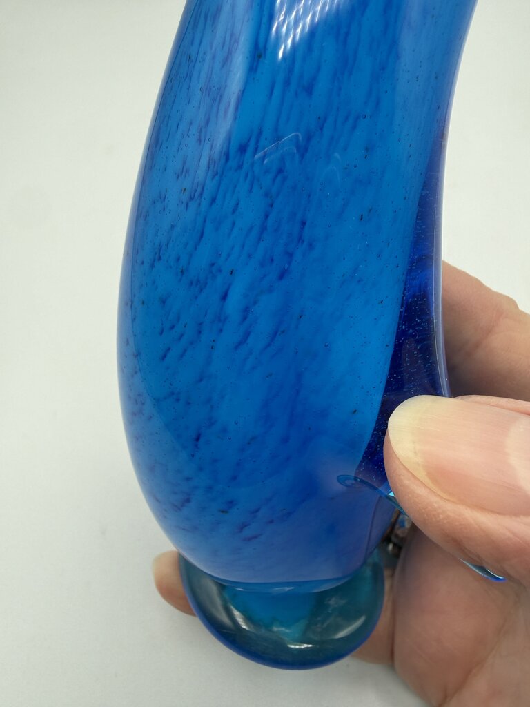 MCM Altaglass Hand Made Blue Glass Penguin 7” Tall /ro