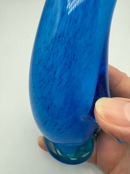 MCM Altaglass Hand Made Blue Glass Penguin 7” Tall /ro