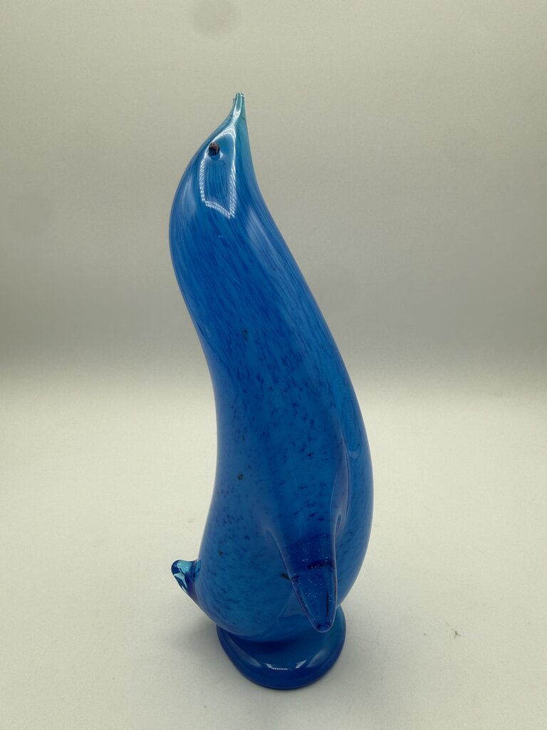 MCM Altaglass Hand Made Blue Glass Penguin 7” Tall /ro