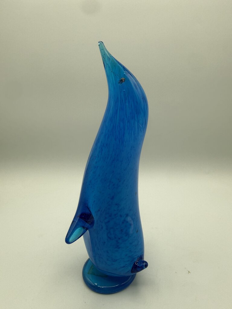 MCM Altaglass Hand Made Blue Glass Penguin 7” Tall /ro