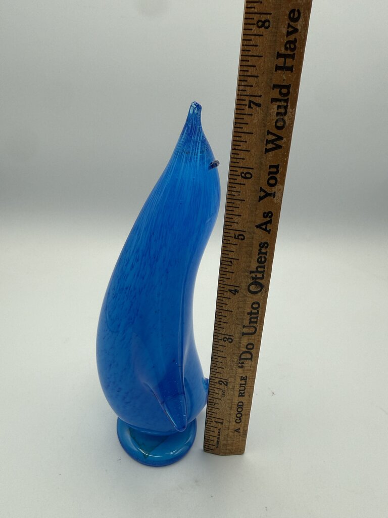 MCM Altaglass Hand Made Blue Glass Penguin 7” Tall /ro