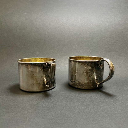Vintage Pair of Oneida Silver Plated Small Mugs; Baby Cup /bh