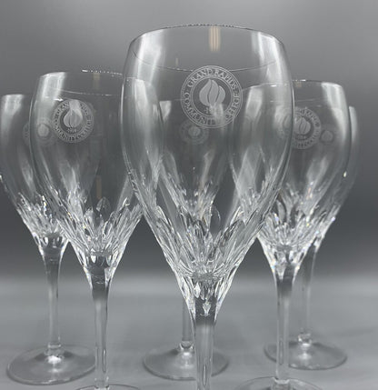 Cristal D’Arques-Durand Capella Water Goblets with Grand Rapids Community College Insignia Set/5 /hg