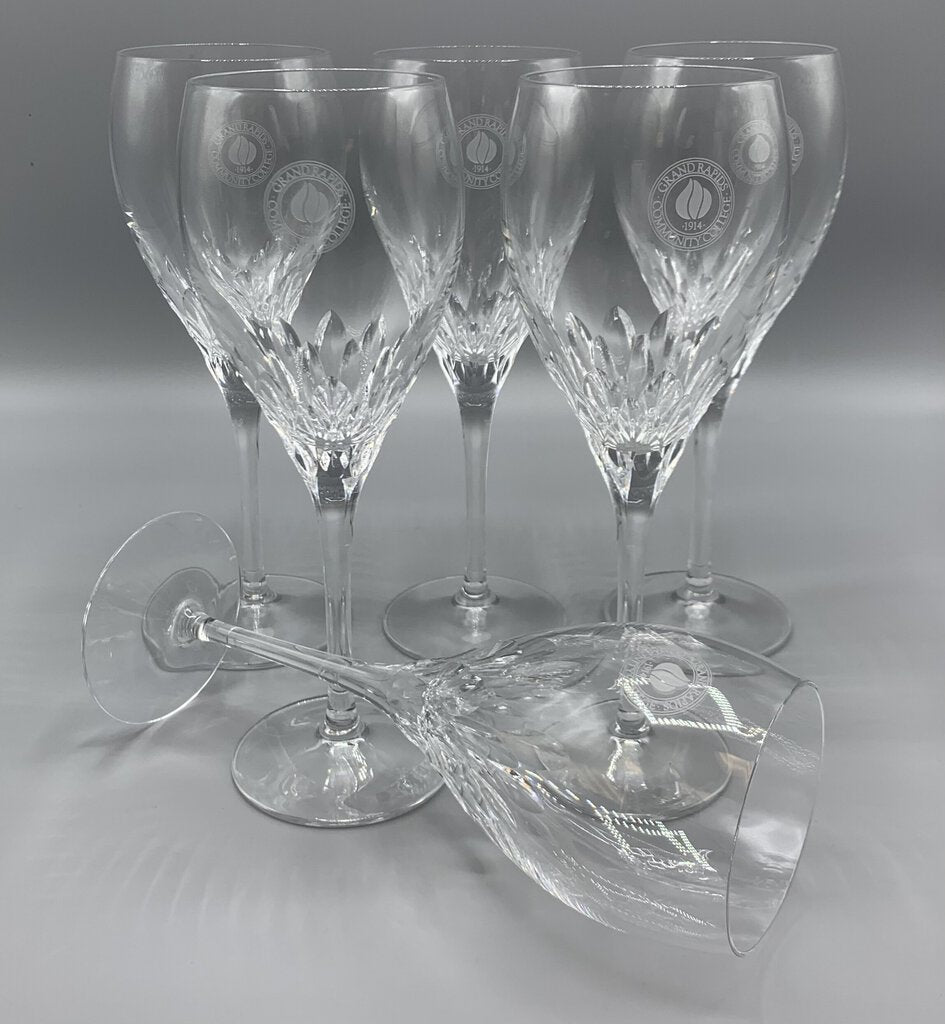 Cristal D’Arques-Durand Capella Water Goblets with Grand Rapids Community College Insignia Set/5 /hg